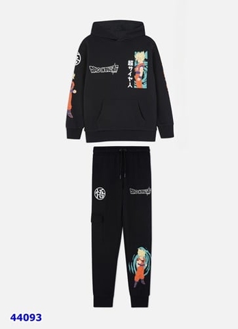 Set hoodie nỉ dài đen Dragonball - size 11-12y