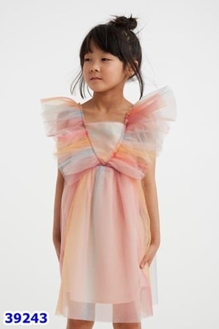 Đầm H&M tay cánh tiên cầu vồng - size 2-3y