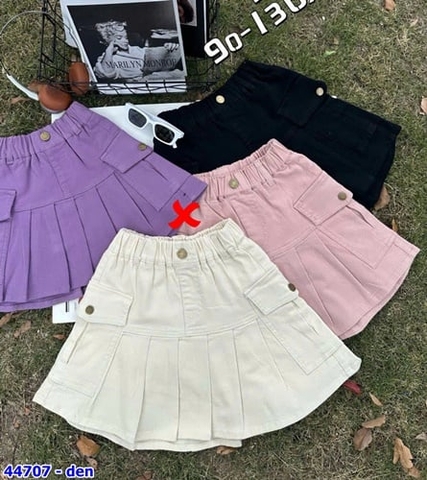 Chân váy Xiao đen xếp li túi hộp - size 130