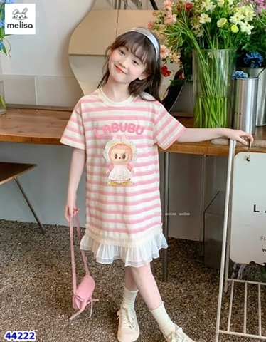 Đầm Melisa sọc hồng Labubu - size 2-3y