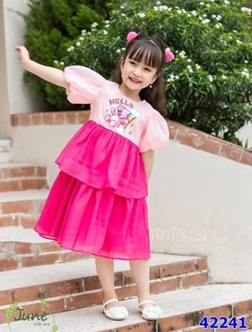 Đầm June hồng gấu dâu Hello - size 2y