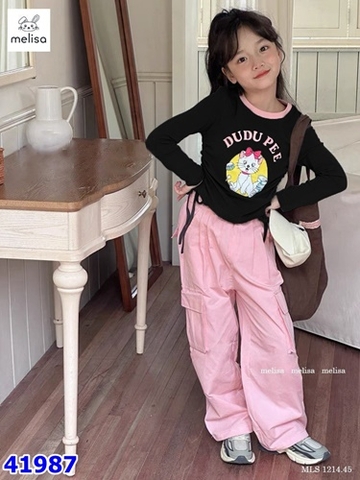 Bộ dài Melisa đen mèo - size 2-3y
