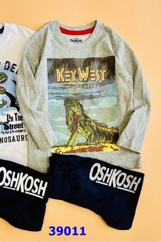 Bộ dài Oshkosh xám khủng long - Size 18m