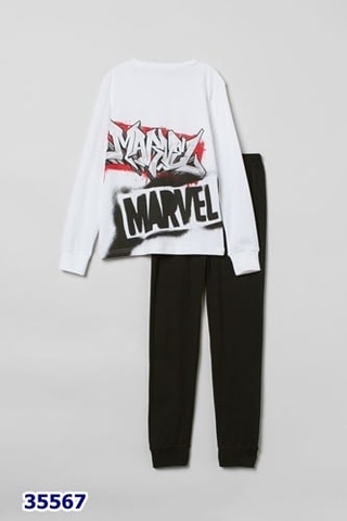 Bộ H&M dài trắng chữ Marvel - size 4/6y