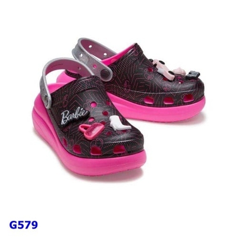 Dép Crocs hồng đen - size M7 (39-40)