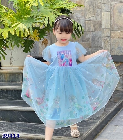 Đầm Sofia Elsa xanh dương - size 12-18m