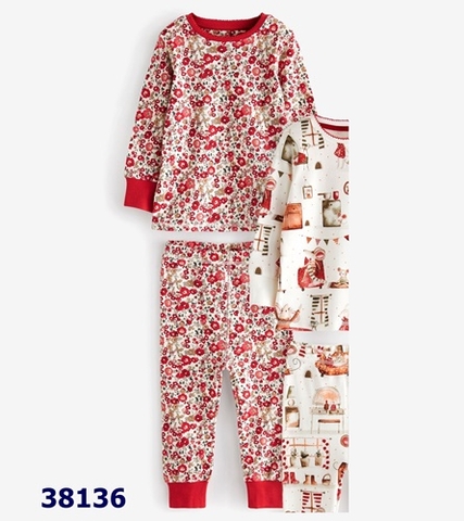 Bộ Next trắng hoa đỏ - size 9-12m