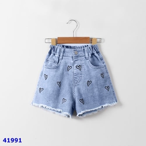 Short jean Nexxi xanh nhạt trái tim - size 8y