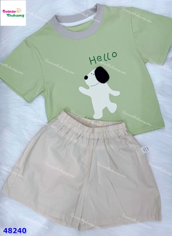 Bộ áo xanh cún Hello