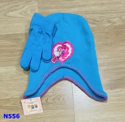 Nón len xanh Pony +bao tay - size 3-6y
