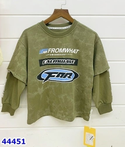 Áo Sweater xanh rêu loang For - size 130