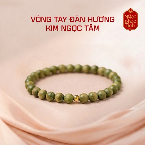 Vòng Tay Gỗ Đàn Hương Kim Ngân Xanh