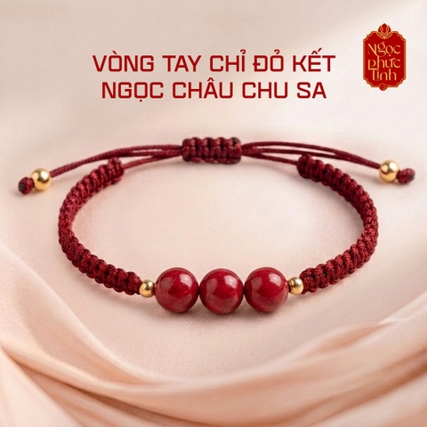 Vòng Tay Chỉ Đỏ Dây Kết Ngọc Châu Chu Sa