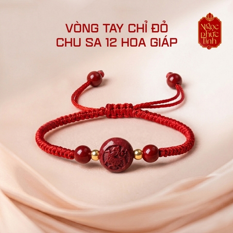 Vòng Tay Chỉ Đỏ Dây Kết 12 Hoa Giáp