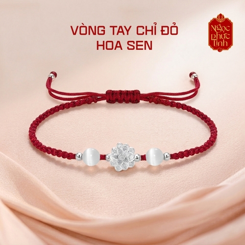 Vòng Tay Chỉ Đỏ Hoa Sen Mã Não