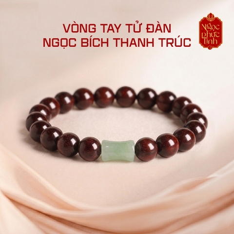 Vòng Tay Gỗ Tử Đàn Ngọc Bích Thanh Trúc - 8mm