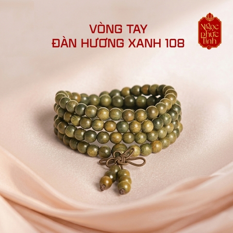 Vòng Tay Đàn Hương Xanh Tự Nhiên 108 Hạt