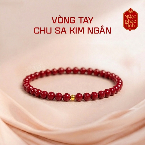 Vòng Tay Đá Chu Sa Kim Ngân - 6mm