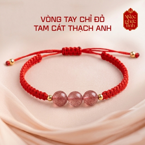 Vòng Tay Chỉ Đỏ Thạch Anh Dâu Tây
