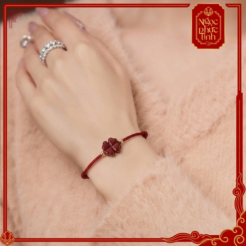 Vòng Tay Chỉ Đỏ Cỏ 4 Lá Chu Sa