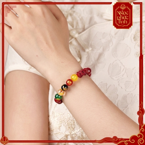 Vòng Tay Đá Chu Sa Tỳ Hưu Ngũ Lộ Thần Tài - 6mm