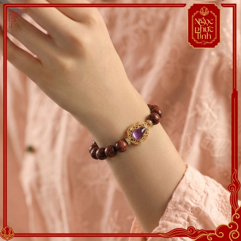Vòng Tay Gỗ Tử Đàn Hồ Lô Kim Phúc - 8mm