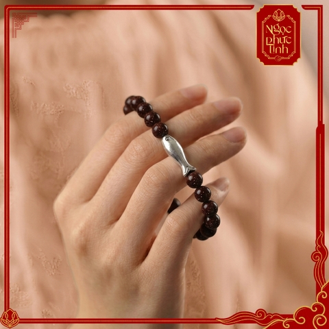 Vòng Tay Gỗ Tử Đàn Phúc Ngư Bạc - 6mm