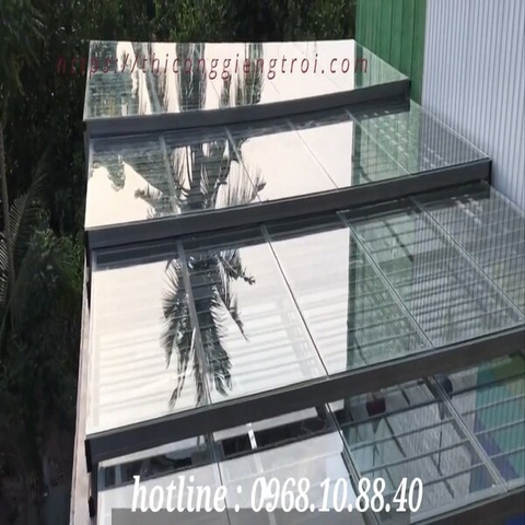 Thi Công Mái Kính Trượt Tự Động Xếp Nhiều Lớp