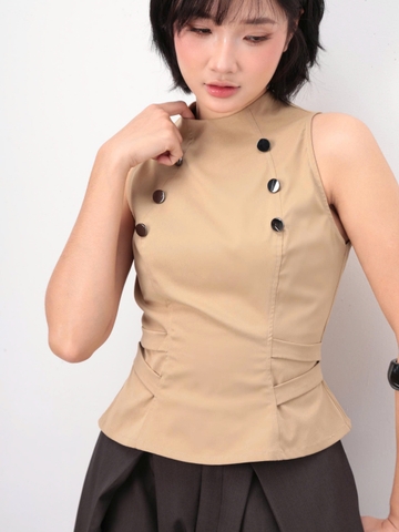 Seleen, Áo cổ cao yếm không tay form ôm chi tiết nút, WT0212