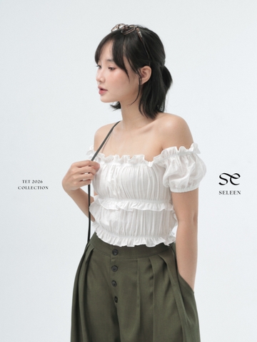 Seleen, Áo chun nhún bèo bo chun trễ vai dáng ngắn, WT0218