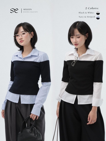 Seleen, Áo sơ mi công sở form ôm giả layer tay dài, WT0230