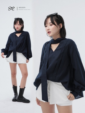 Seleen, Áo sơ mi tay dài form rộng thiết kế cổ dây kiểu, WT0231