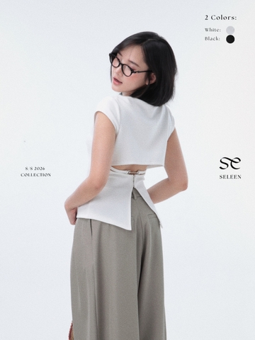 Seleen, Áo thun ôm cổ ngang cao chi tiết hở lưng mắc cài, WT0246
