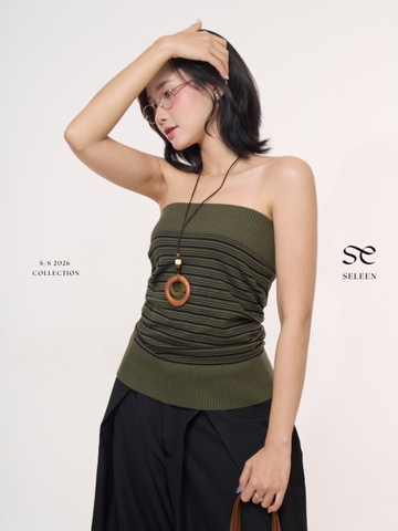 Seleen, Áo ống dệt kim họa tiết kẻ ngang co dãn form ôm lơi, WT0249