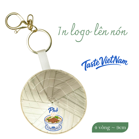 Móc khóa nón lá 3 vòng ~ 7cm - In logo trên nón