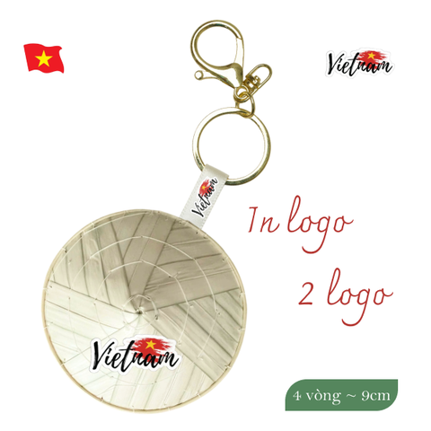 Móc khóa nón lá 3 vòng ~ 7cm - In 2 logo