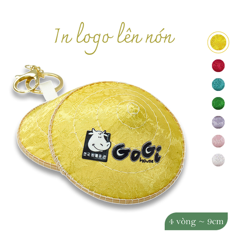 Móc khóa nón lụa 4 vòng ~ 9cm - In logo trên nón