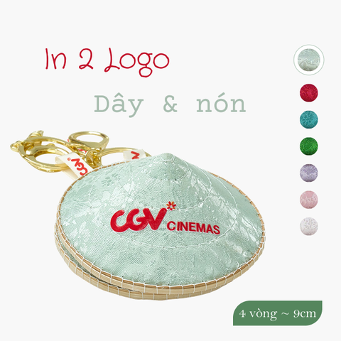 Móc khóa nón lụa 4 vòng ~ 9cm - In 2 logo trên