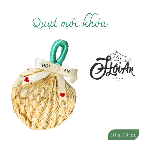 Quạt lá cọ dây lụa 10×15cm