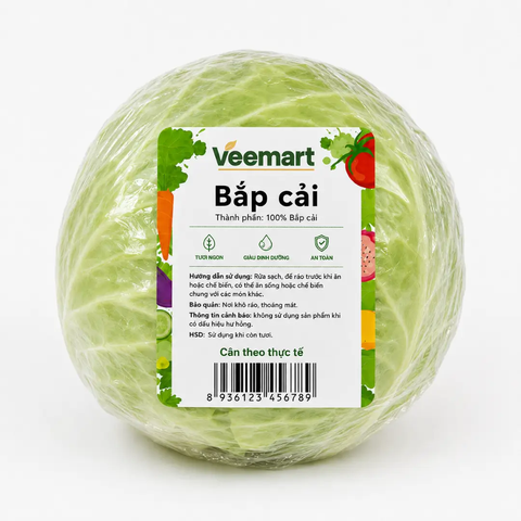 Bắp cải quấn màng PE cân ký