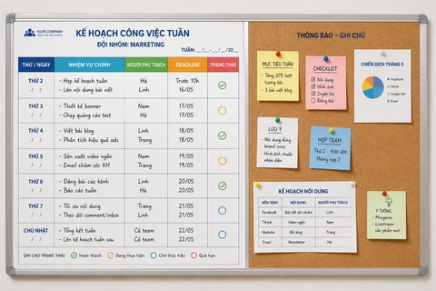 Chọn bảng kế hoạch công việc nào để đội nhóm phối hợp hiệu quả hơn?