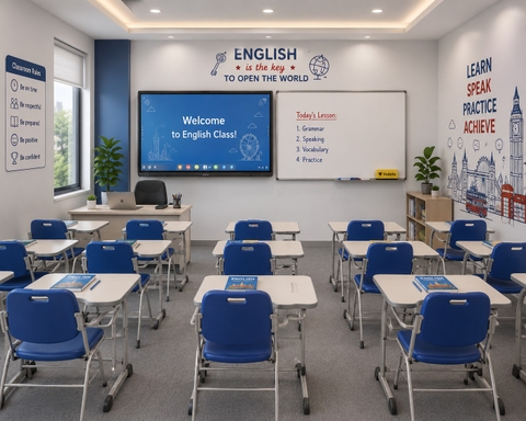 10 mẫu thiết kế phòng học  trung tâm ngoại ngữ đẹp và đạt chuẩn