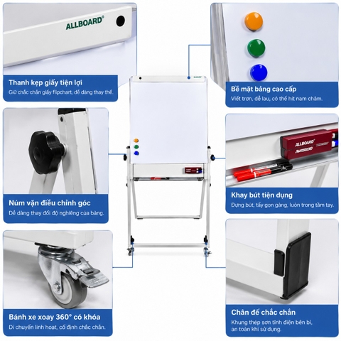 Bảng flipchart Dynamic có chân di động, có thể gấp gọn,