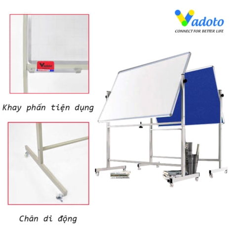 Bảng Di Động Chân Đẩy 2 Mặt: 1 Mặt Từ Trắng + 1 Mặt Ghim Nỉ