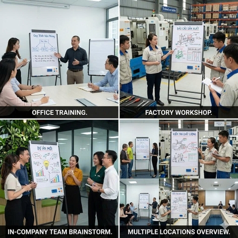 Bảng Flipchart Kẹp Giấy - Chân Oval Gấp Gọn - Bảng Đào Tạo Chuyên Nghiệp Vadoto