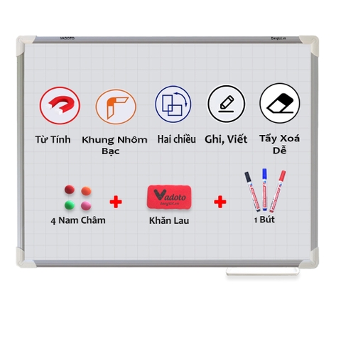 Bảng Từ Trắng Treo Tường Cao Cấp Cỡ Nhỏ Vadoto NanoTech