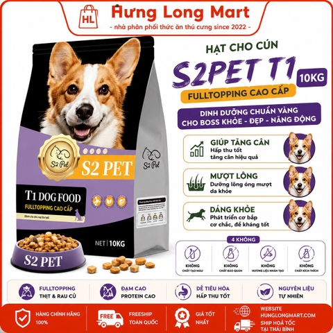 hạt cho chó s2pet t1 topping 10kg