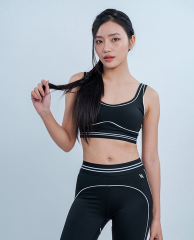 Áo bra thể thao nữ cổ U phối viền