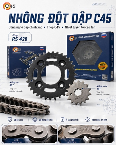 Bộ nhông xích C45 cho Honda Win – C45 Win 40-14-108