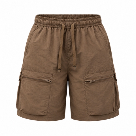 Quần short cargo dây rút túi hộp polyeste - EX7